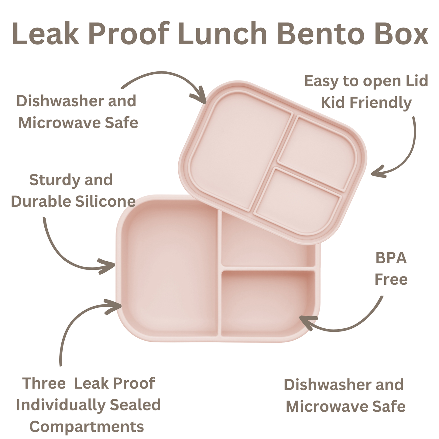 Ali+Oli Leakproof Silicone Bento Box (Blush) Back to School