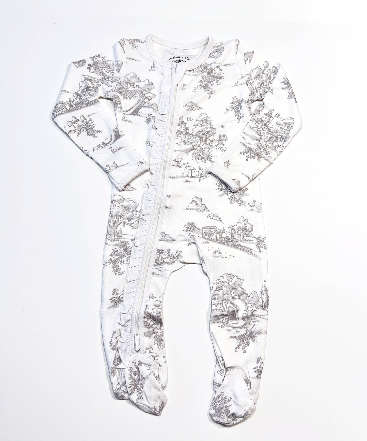 Grey Ruffle infant footie