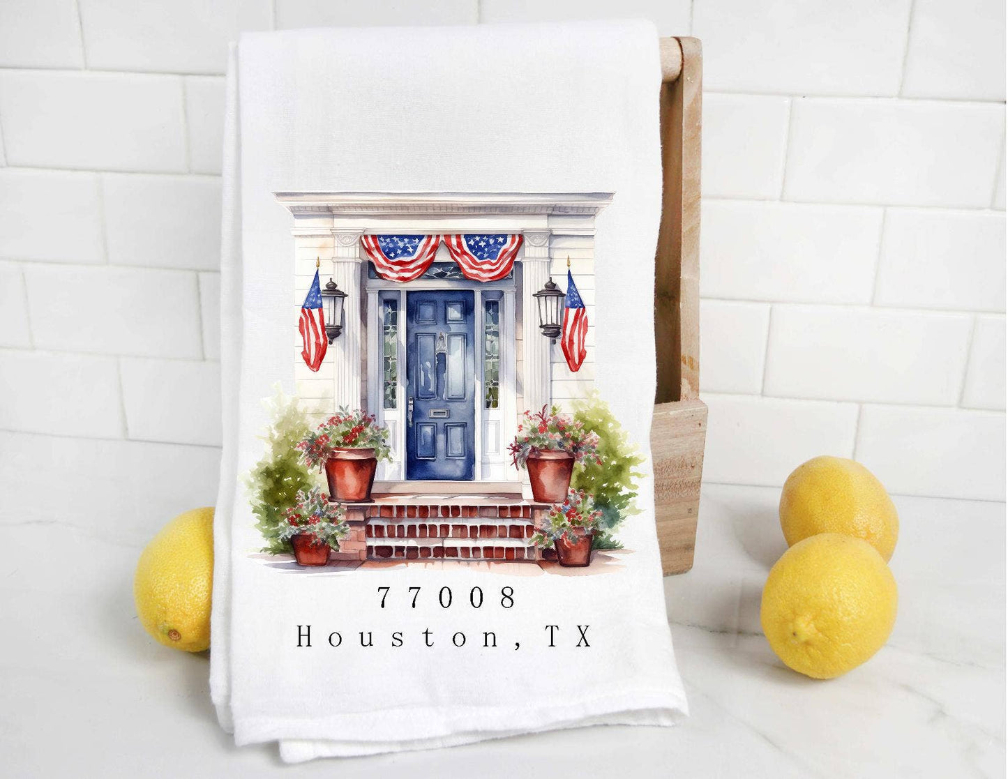 Personalized Summer Zip Code City and State Tea Towel