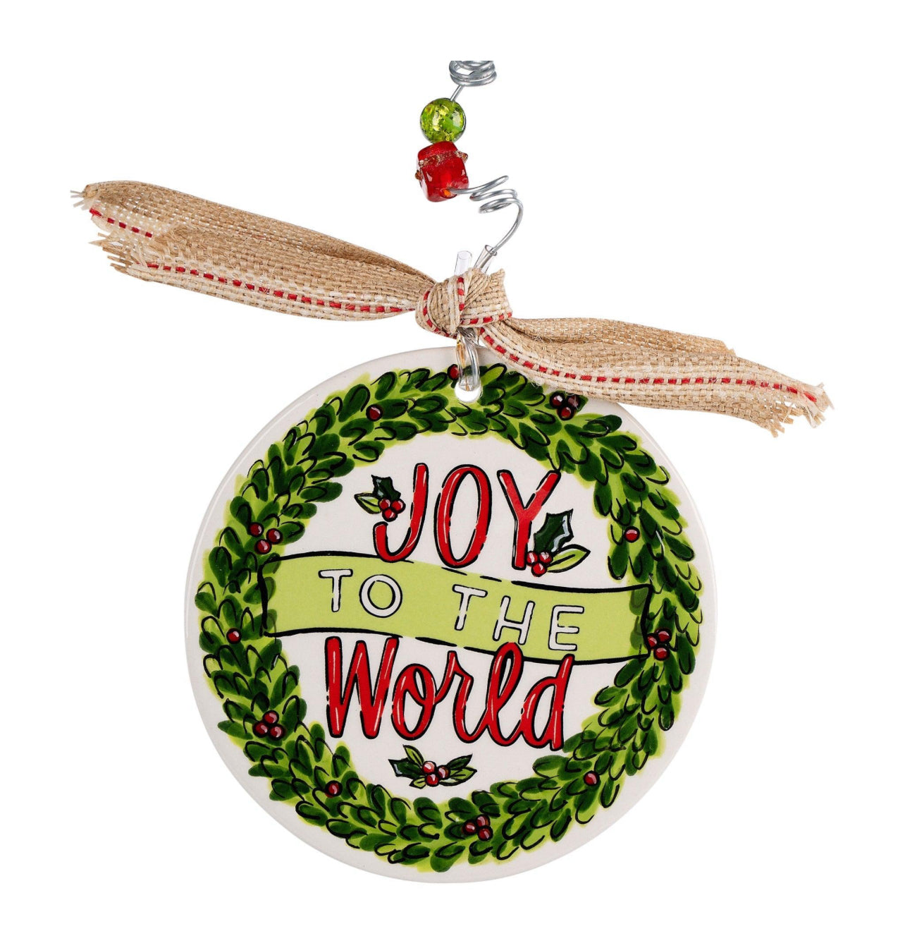 Joy to The World Wreath Flat Ornament