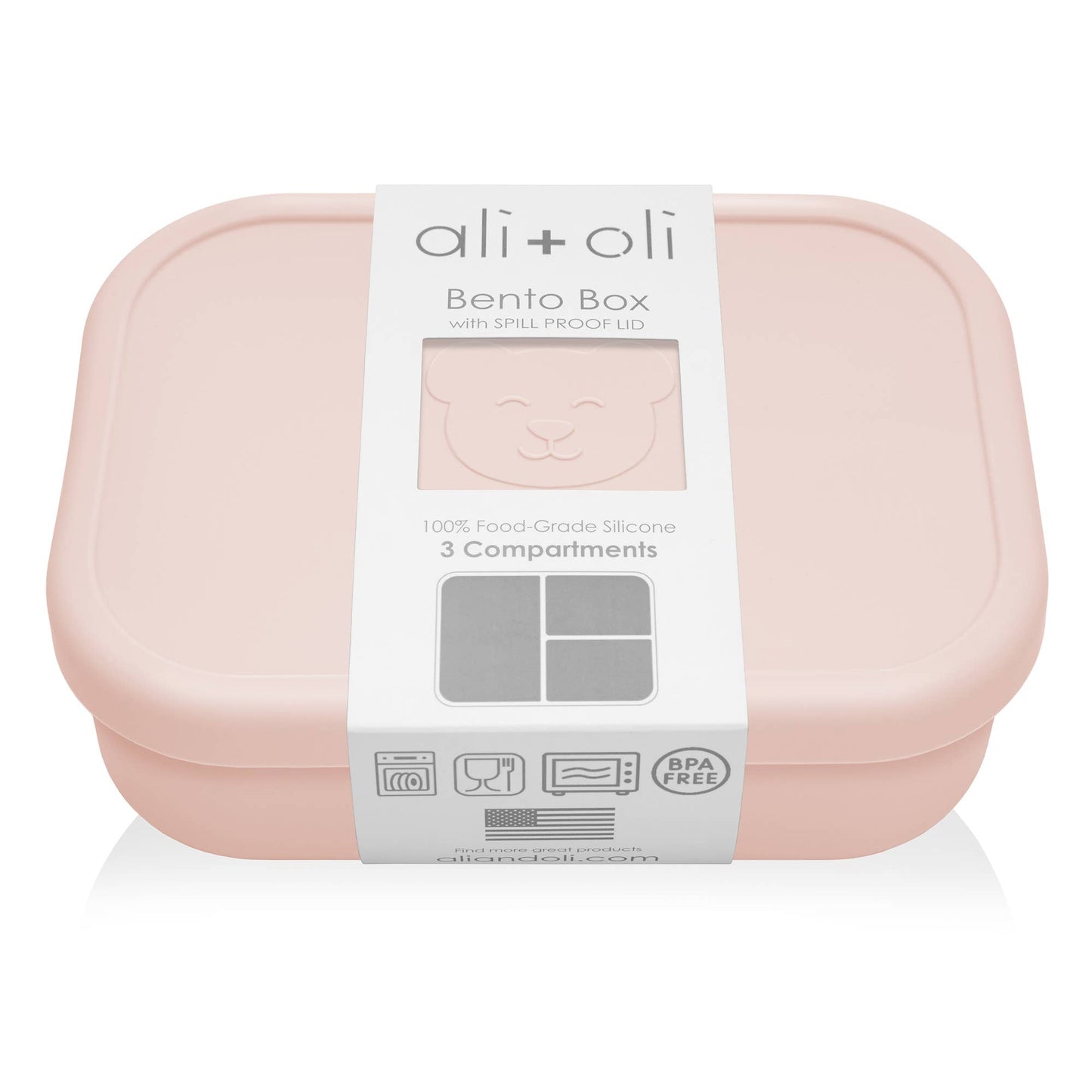 Ali+Oli Leakproof Silicone Bento Box (Blush) Back to School