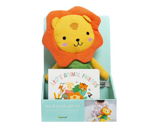 Lion Stuffed Animal Toy and Board Book Gift Set