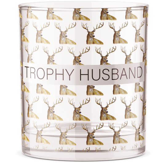 Trophy Husband Deer Bourbon Whiskey Rocks Glass