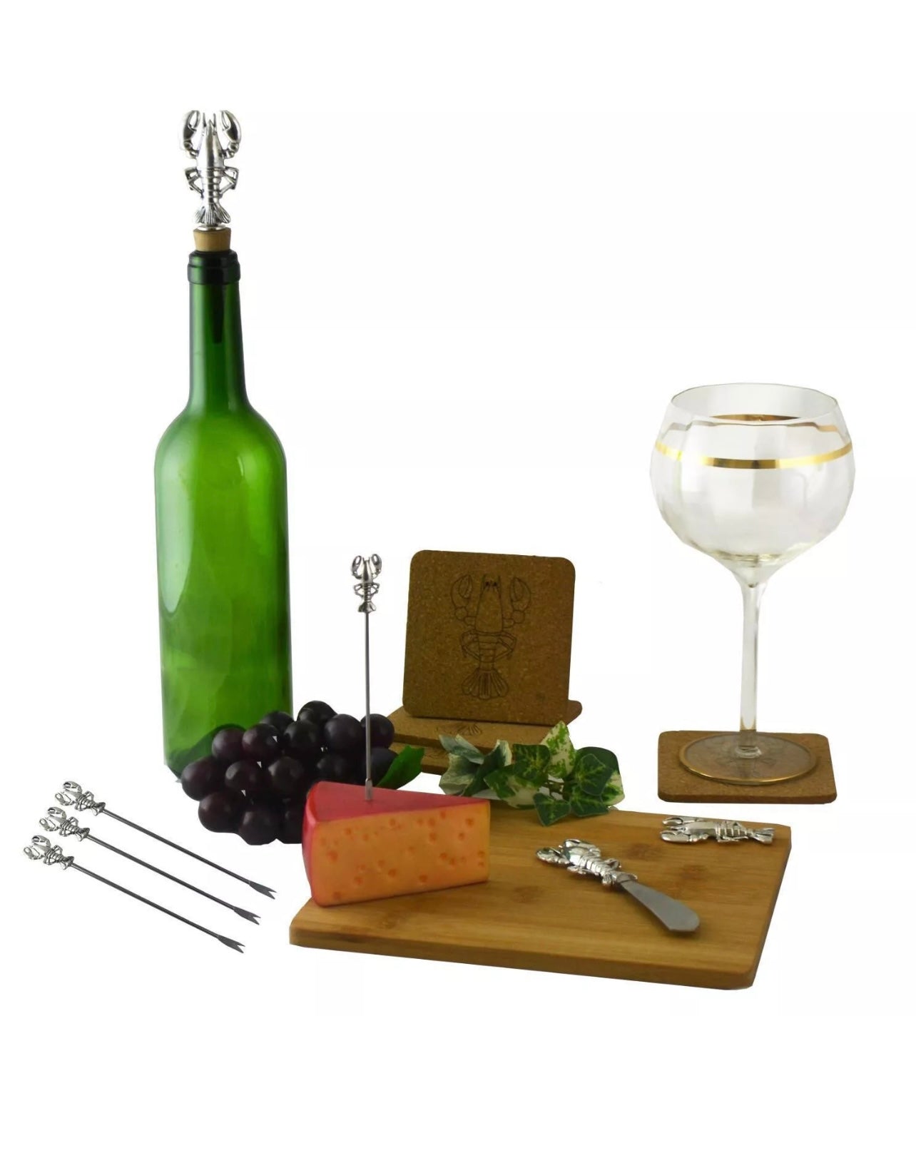 Three Star Bamboo Wine And Cheese Charcuterie Lobster Cutting Board
