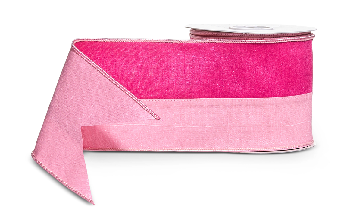 4" X 10 Yds Pink Two Tone Wired Ribbon