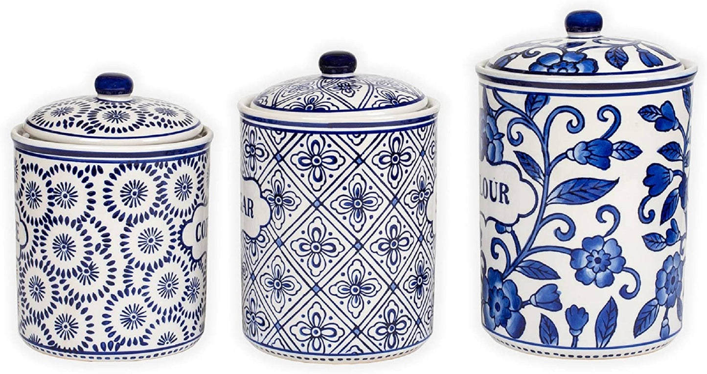 Blue and White Canister Set