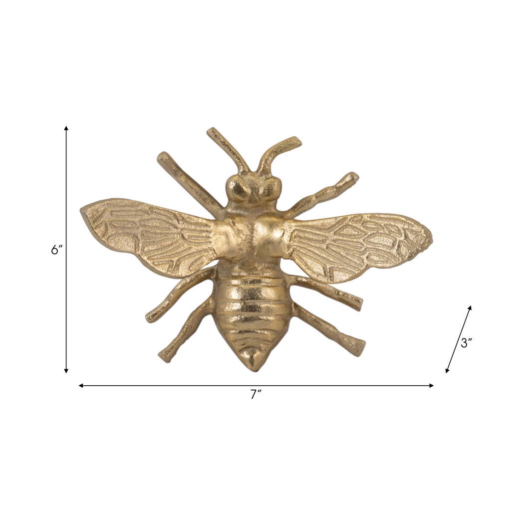 Decorative Figurine - Gold Metal Decorative Busy Bee, 8 in.