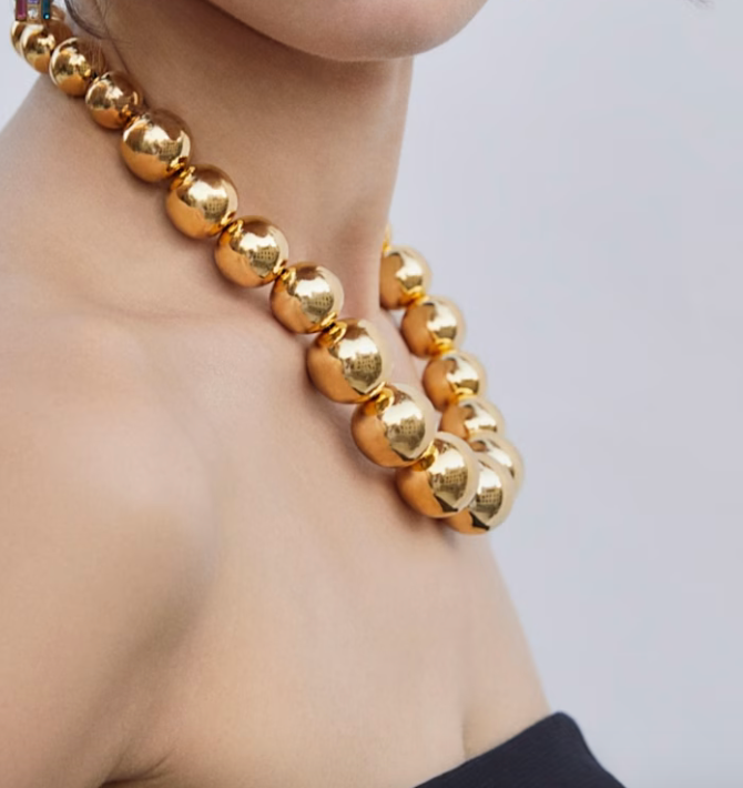 Elysian- Bead Necklace- Steel 14K-Waterproof Cascading sizes