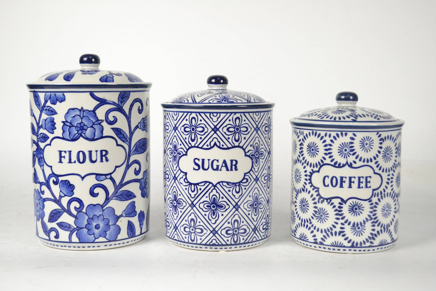 Blue and White Canister Set