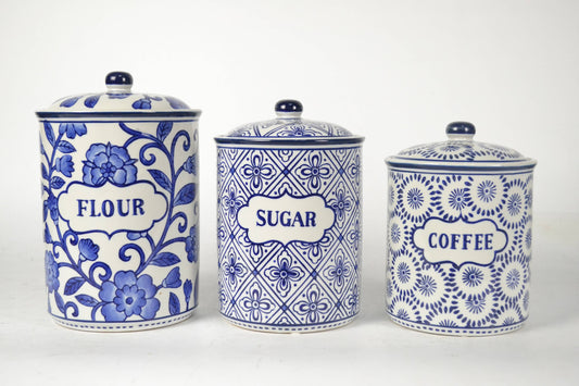 Blue and White Canister Set
