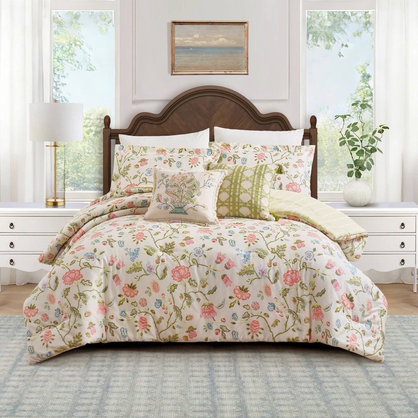 SUGAR MILL EMBROIDERED BOUQUET PILLOW - Spartina