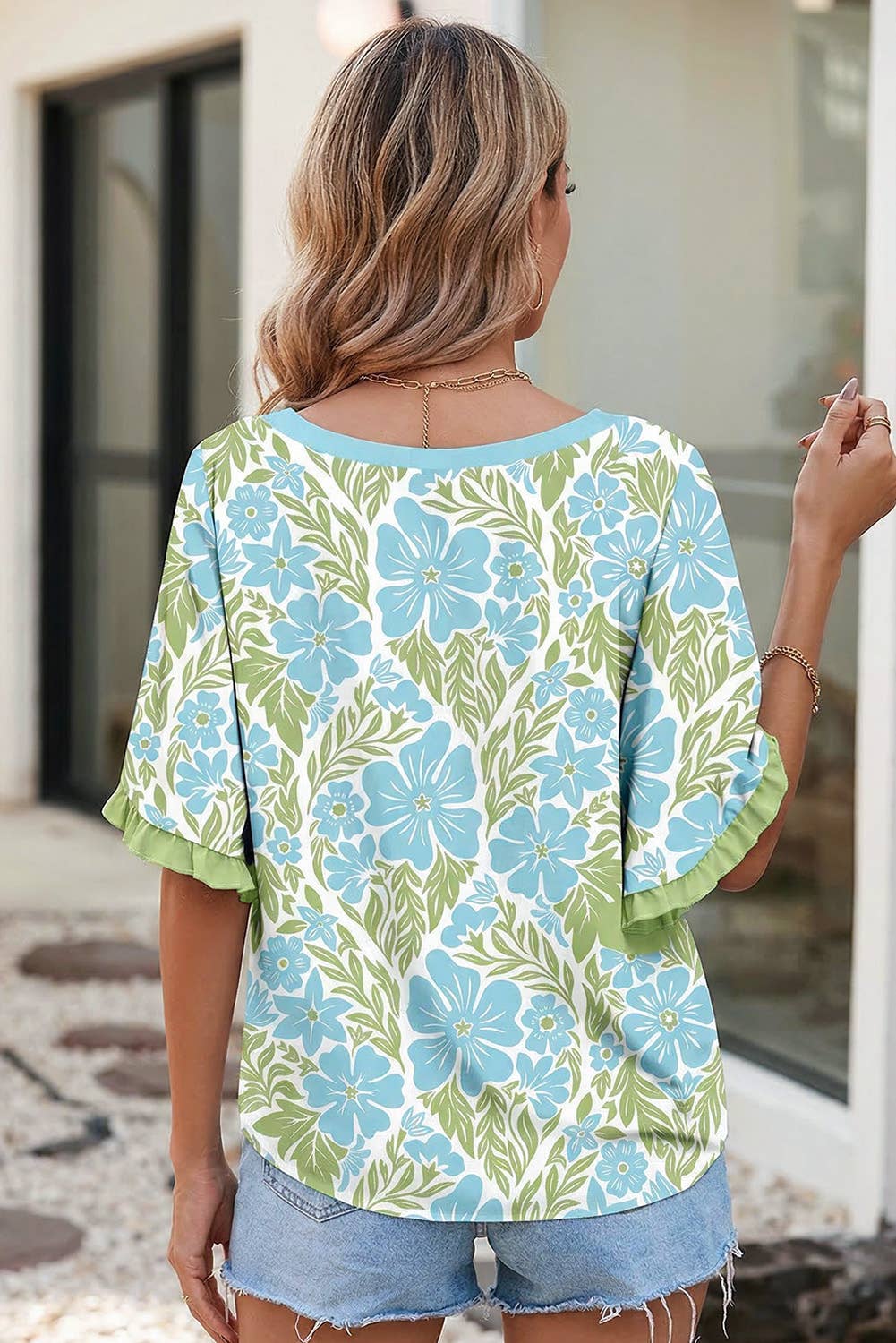 LDC Floral Printed Lace Decorative Top|S-2X