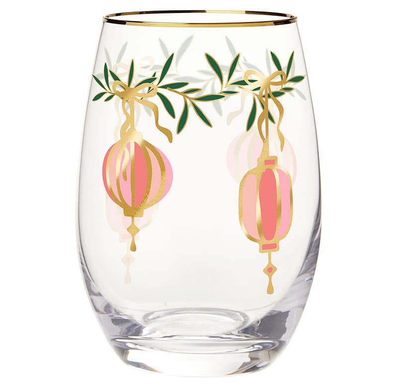 Gold Foil Stemless Wine Glass - Lanterns