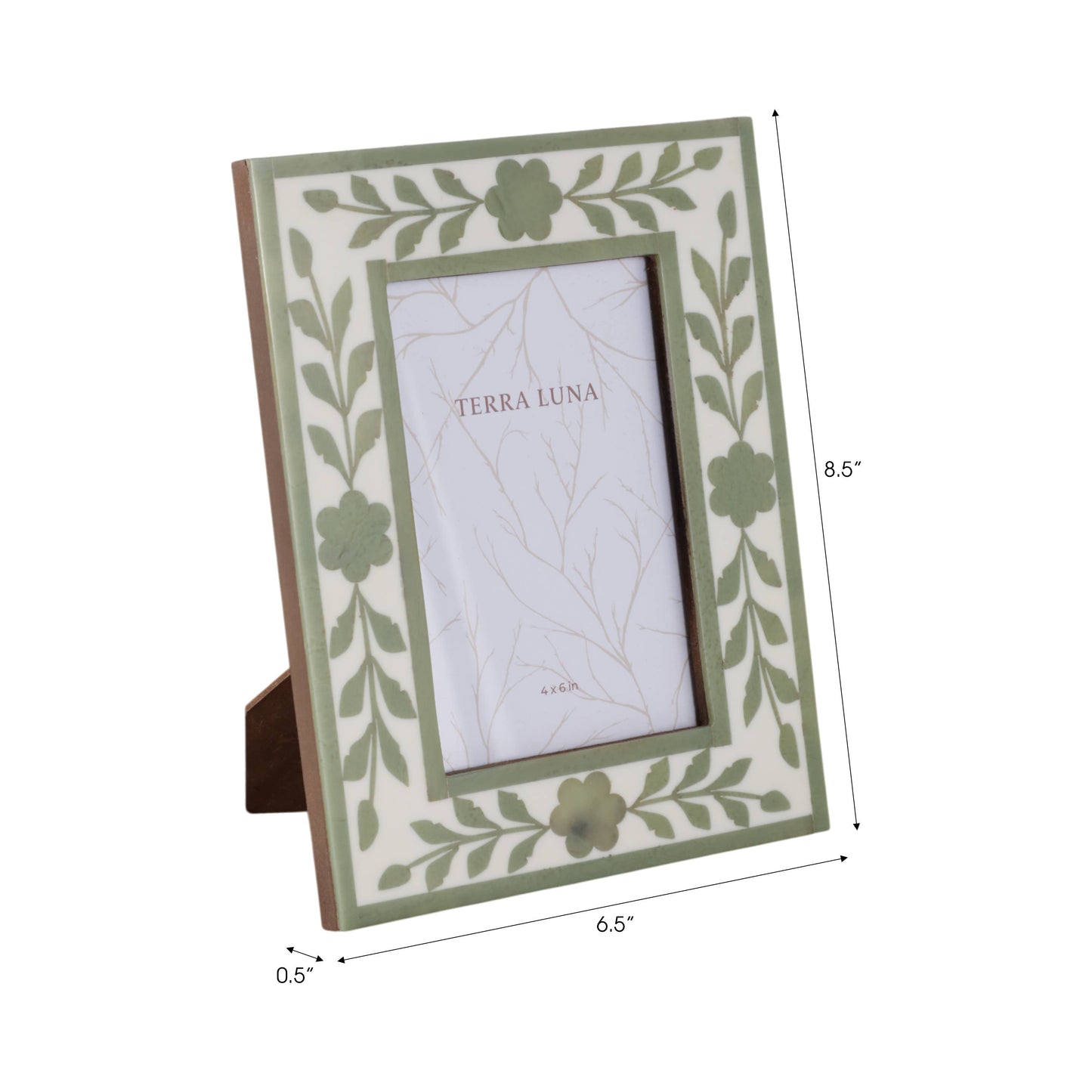 White/Green 4x6 in. Wooden Petals Photo Frame
