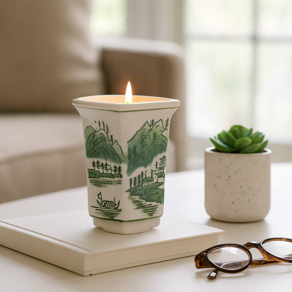 Scented Candle - Sage & Eucalyptus Soy Wax Green Ceramic,6Oz