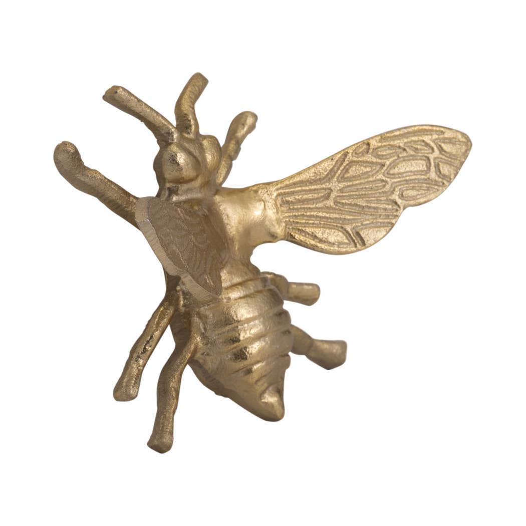 Decorative Figurine - Gold Metal Decorative Busy Bee, 8 in.