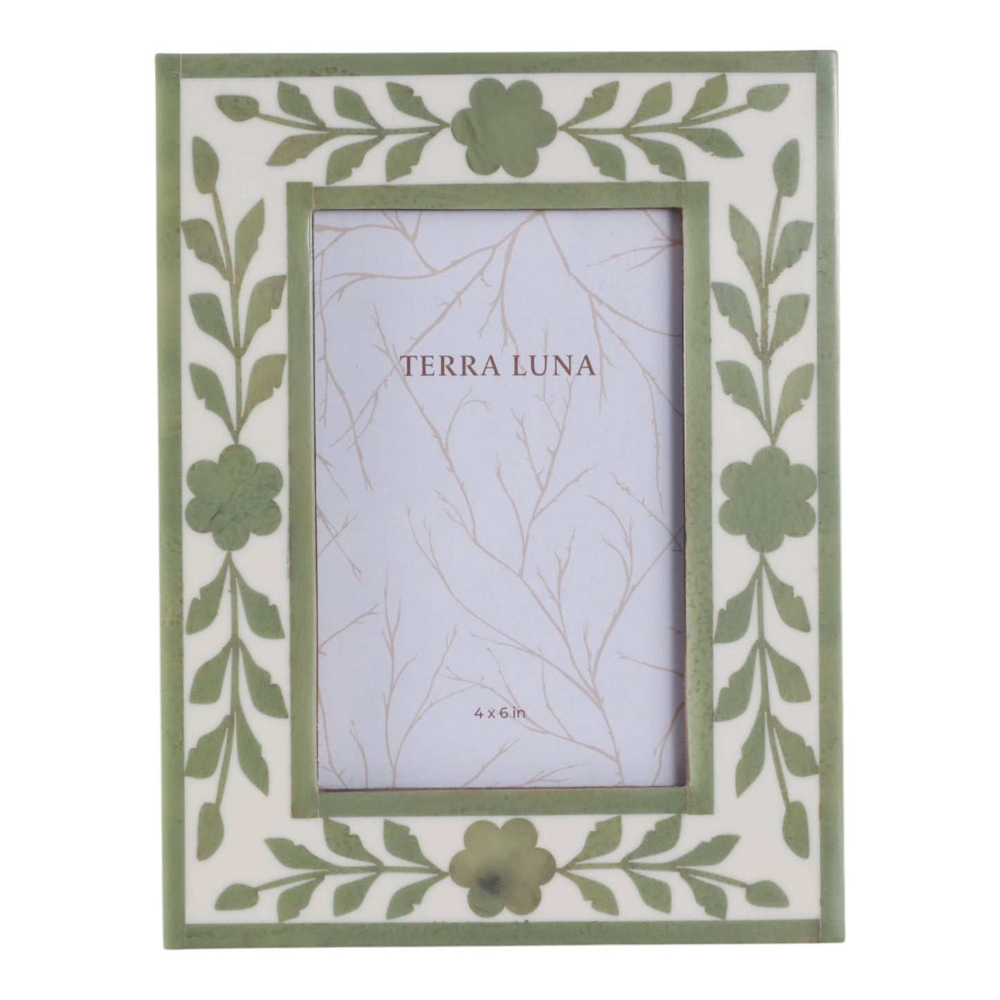 White/Green 4x6 in. Wooden Petals Photo Frame