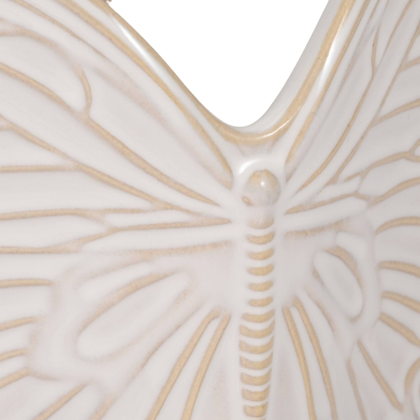 Plant Pot - Ivory Ceramic Sculpted Butterfly Swings, 7 in.