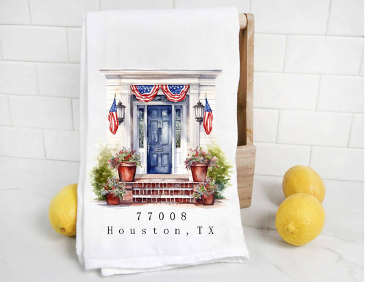 Personalized Summer Zip Code City and State Tea Towel