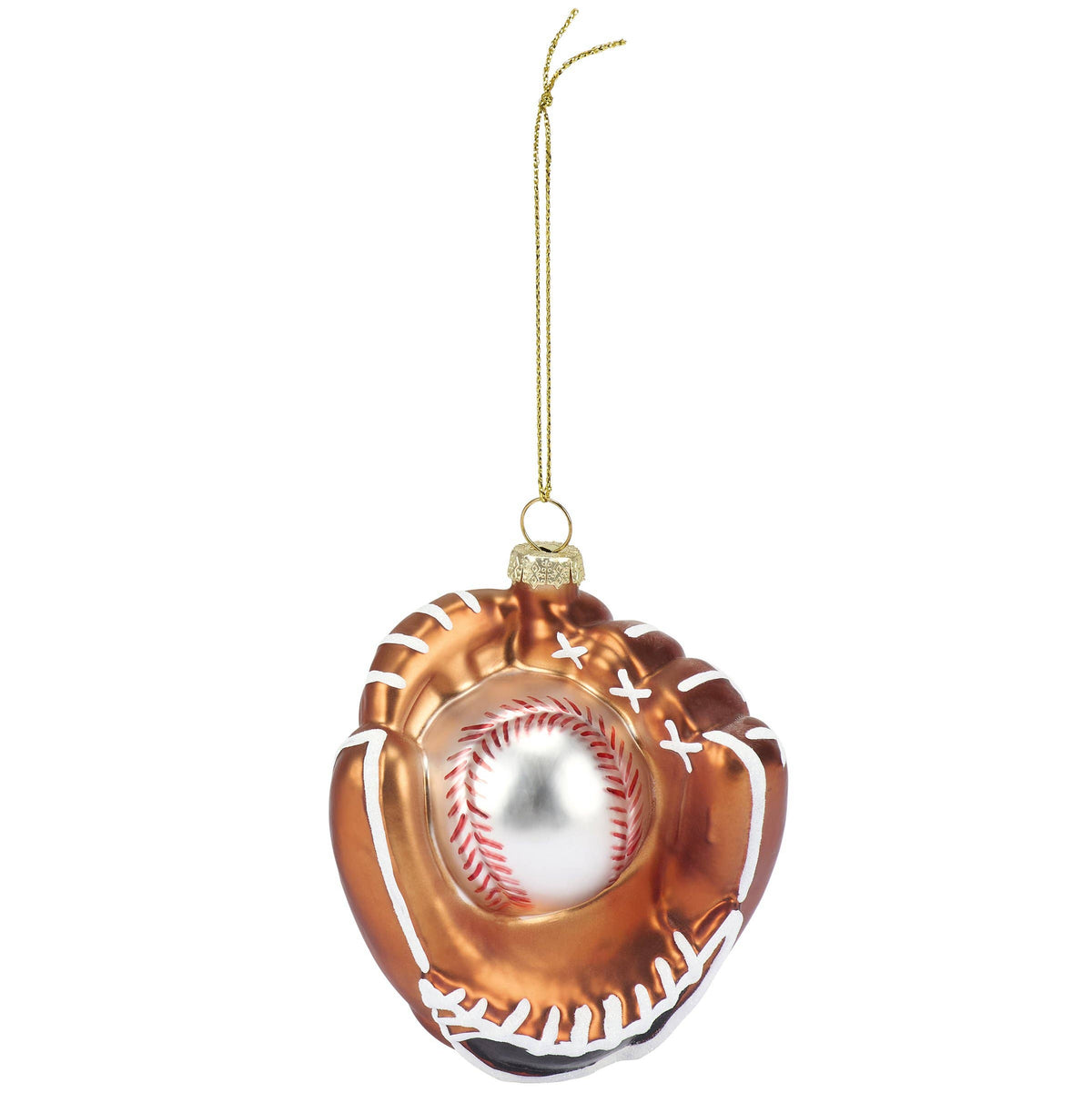Baseball In Mitt Glass Ornament