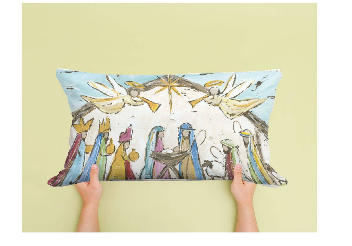 Haley's Nativity Scene Colorful 14"x20" Lumbar Pillow