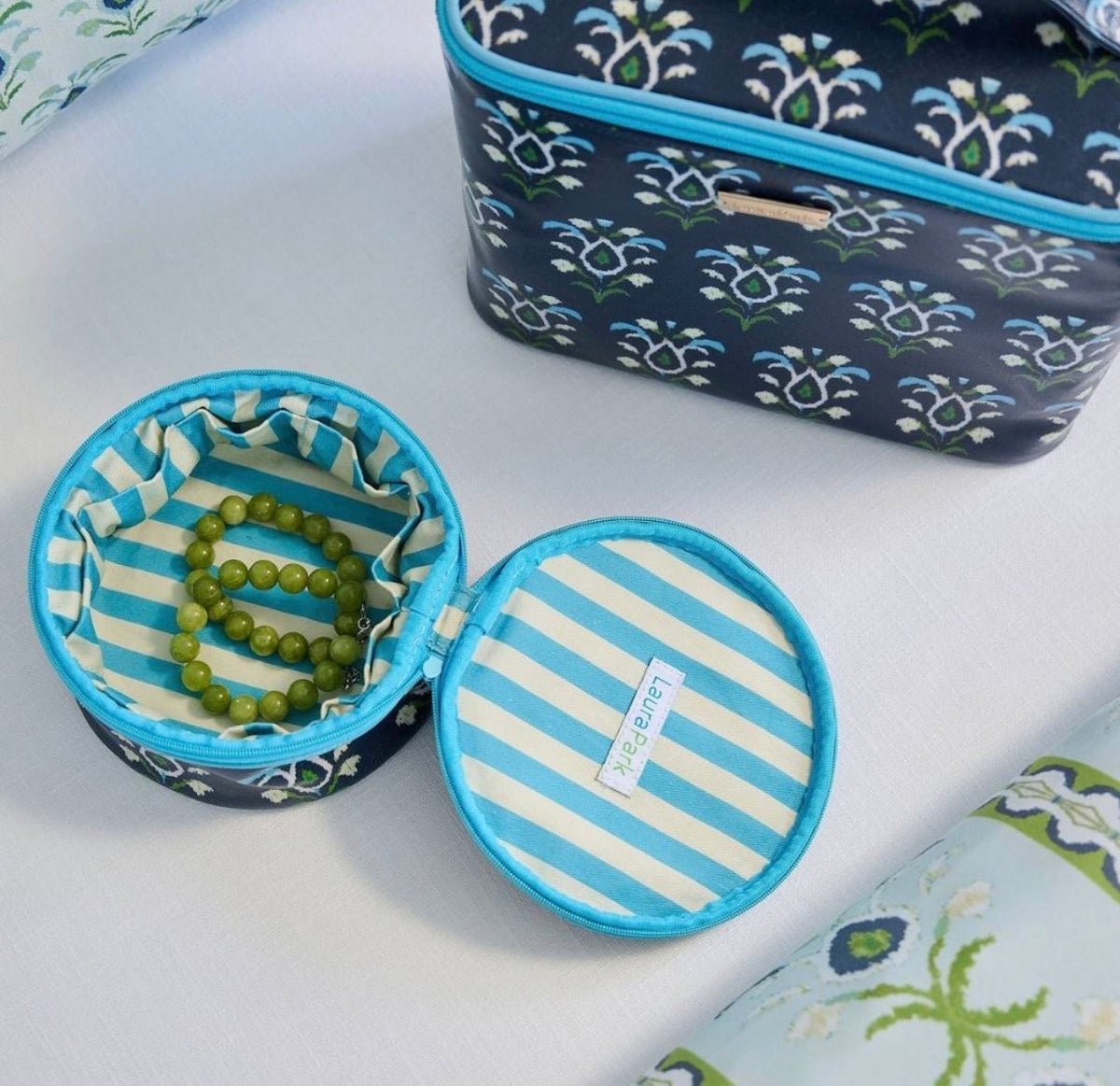 Rosemary Indigo Round Jewelry Case