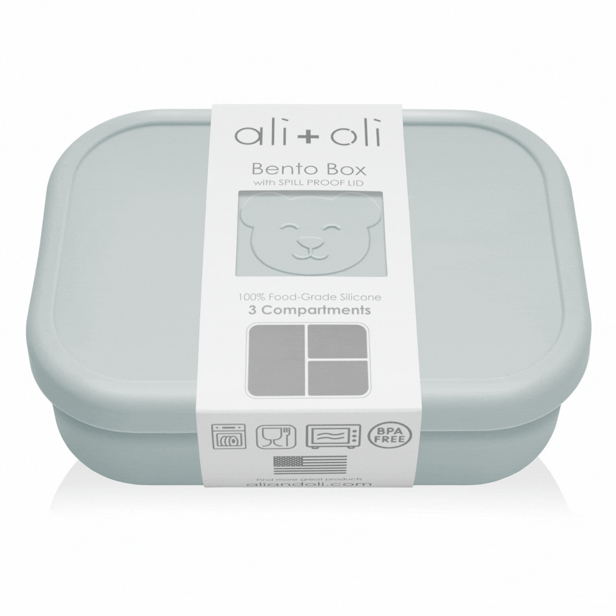 Ali+Oli Leakproof Silicone Bento Box (Blue) Back to School