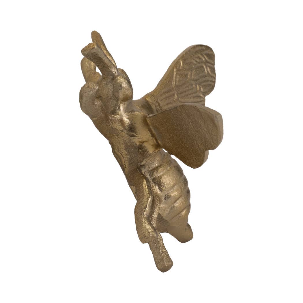 Decorative Figurine - Gold Metal Decorative Busy Bee, 8 in.