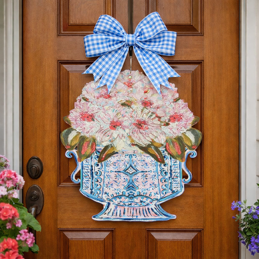 LARGE Designer Gerber Daisies in Cachepot Door Hanger