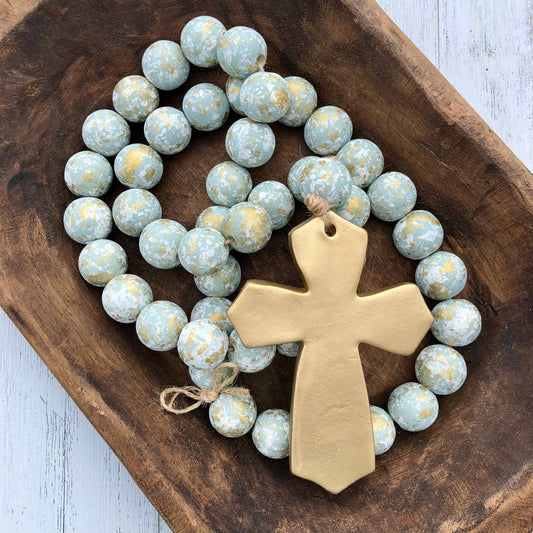Grey Blessing Beads With Cross (Large)