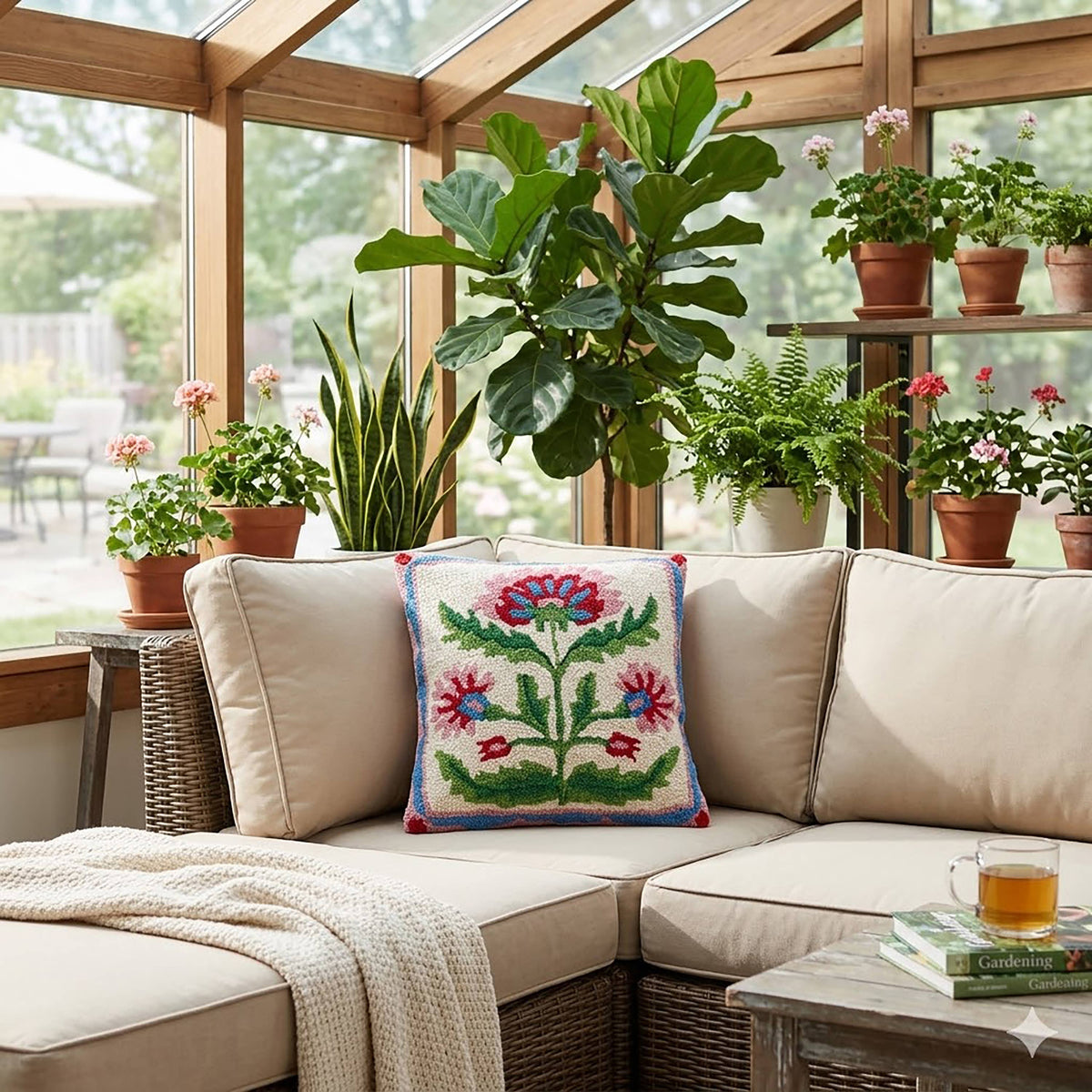 Mughal Floral Square Hook Pillow