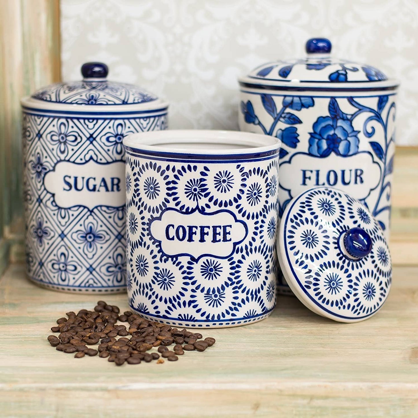 Blue and White Canister Set