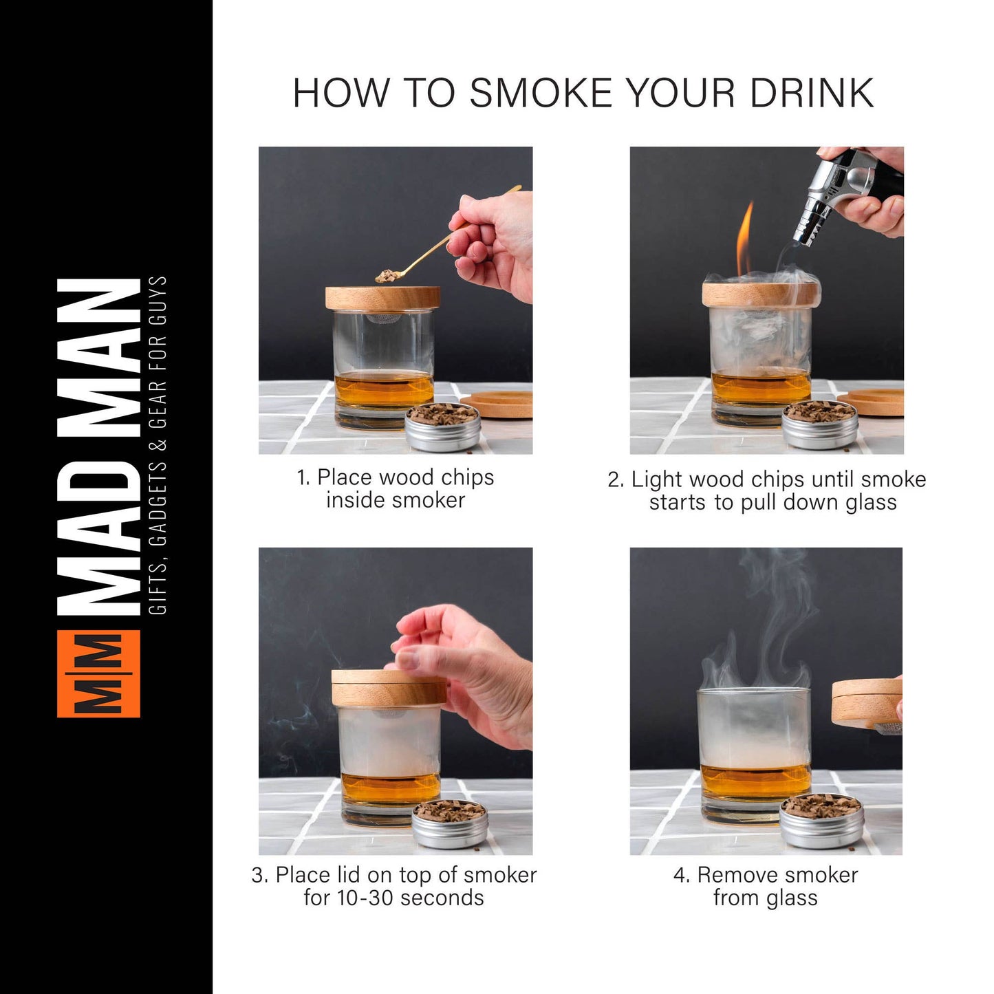 Whiskey Smoker | Cocktail Smoking Kit w/ Torch & Wood Chips