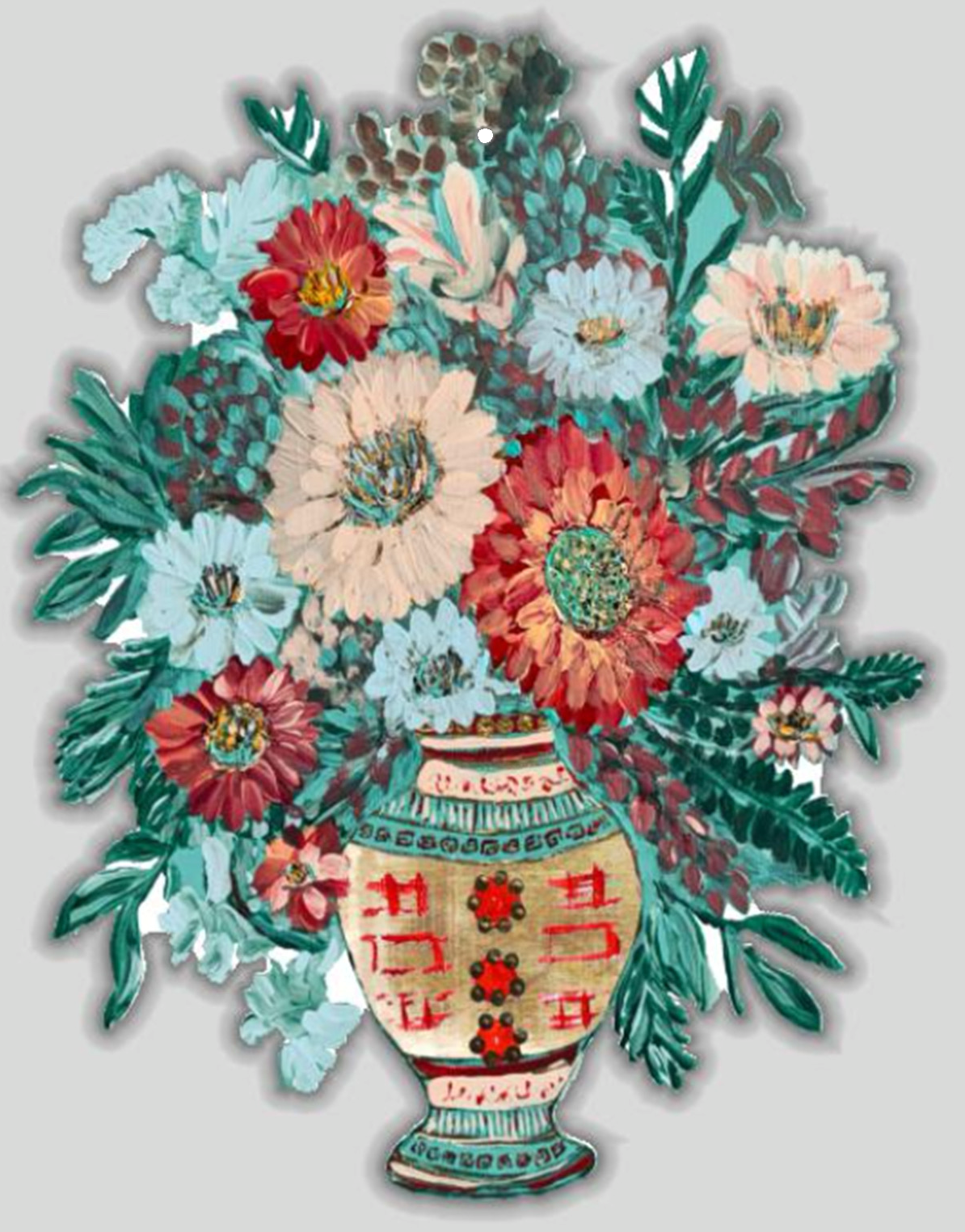 LARGE Designer Chinois Florals in Ginger Jar Door Hanger