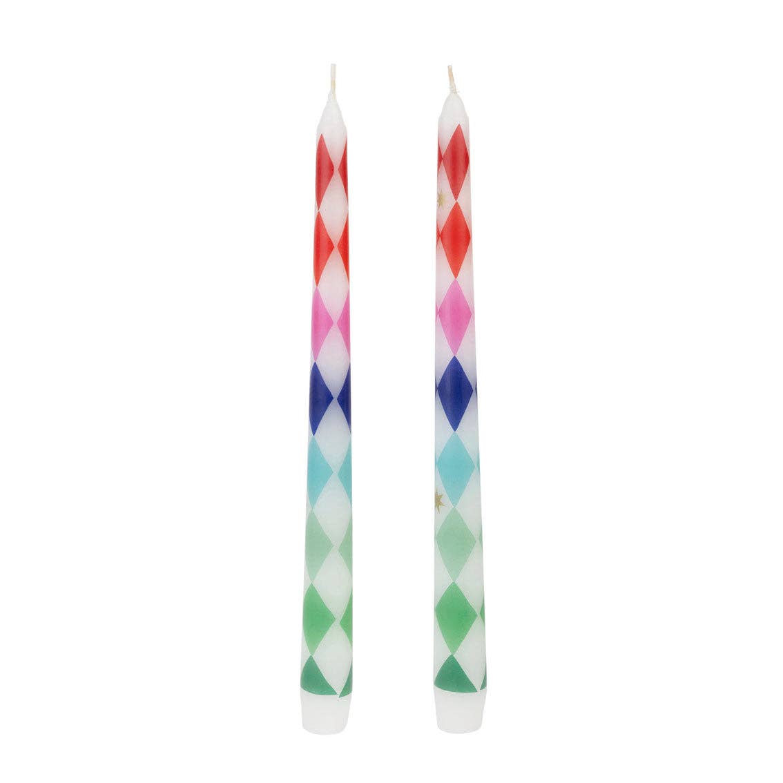 Mixed Color Harlequin Taper Dinner Candles - 2 Pack | Christmas Candles |