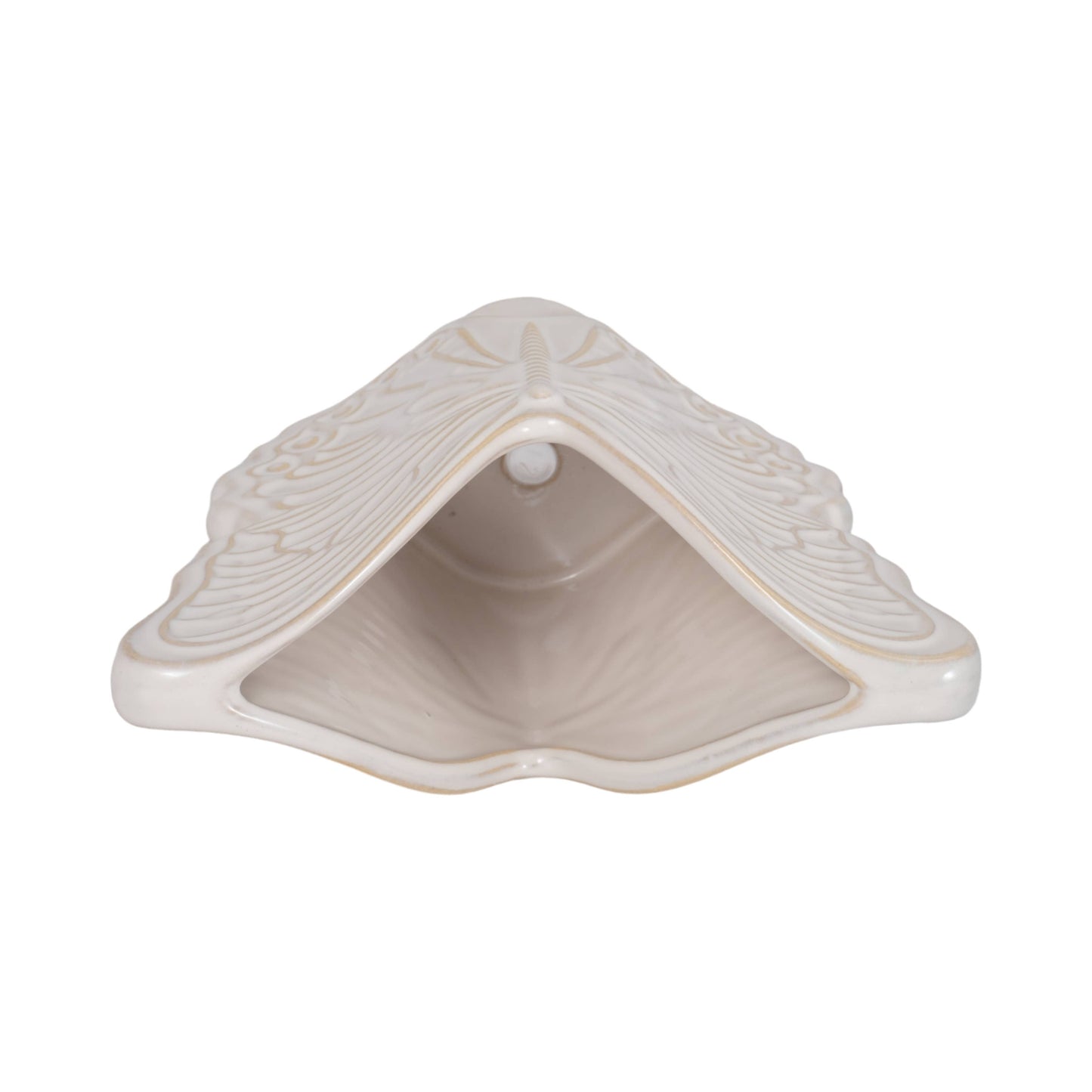 Plant Pot - Ivory Ceramic Sculpted Butterfly Swings, 7 in.