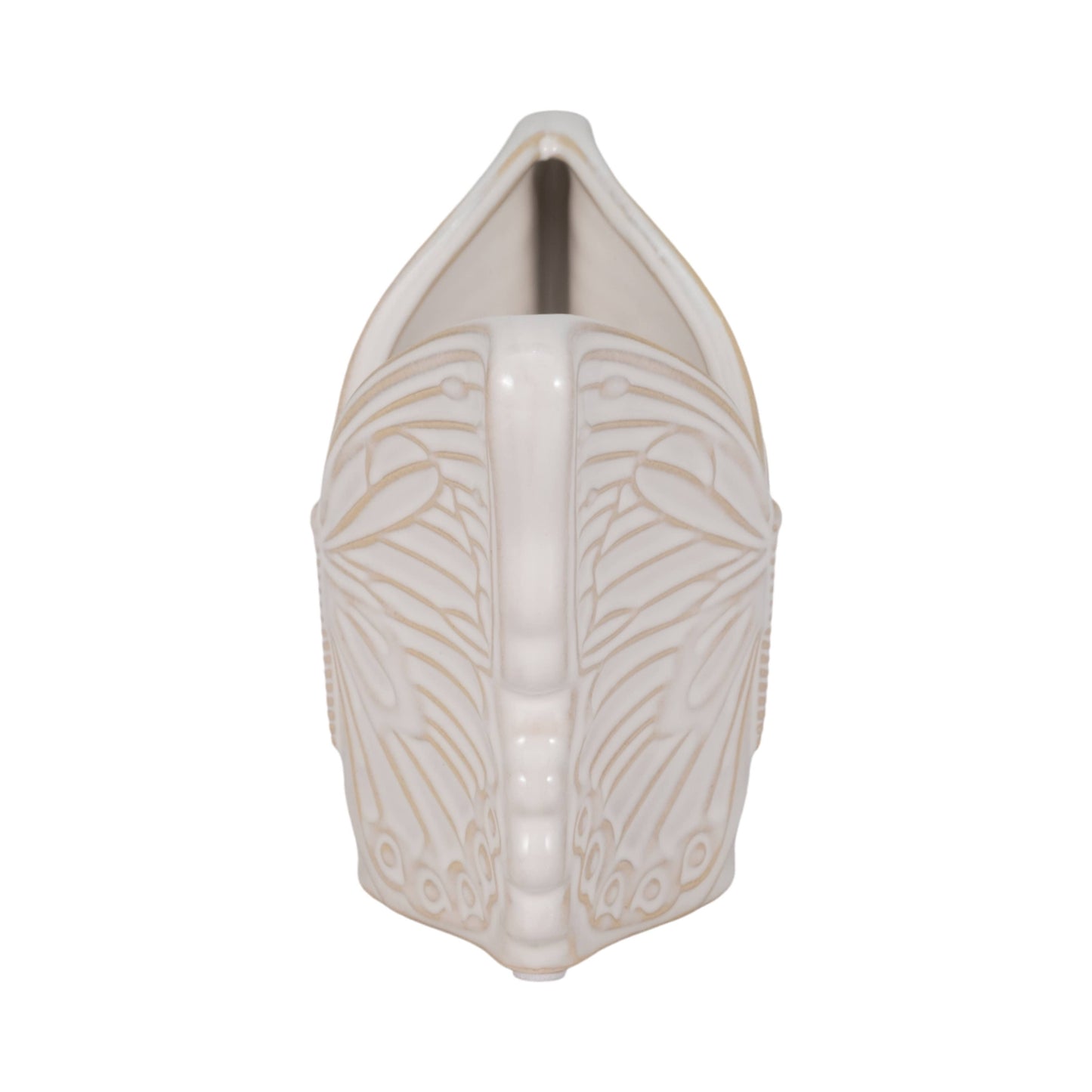 Plant Pot - Ivory Ceramic Sculpted Butterfly Swings, 7 in.