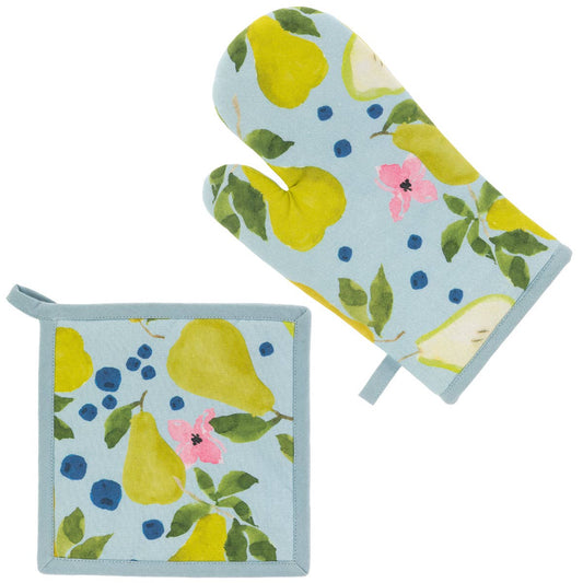 Anjou Pear Cotton Oven Mitt Pot Holder set of 2