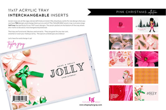 Pink Christmas Tray Inserts for 11 x 17 tray (Insert only, Tray sold separately)