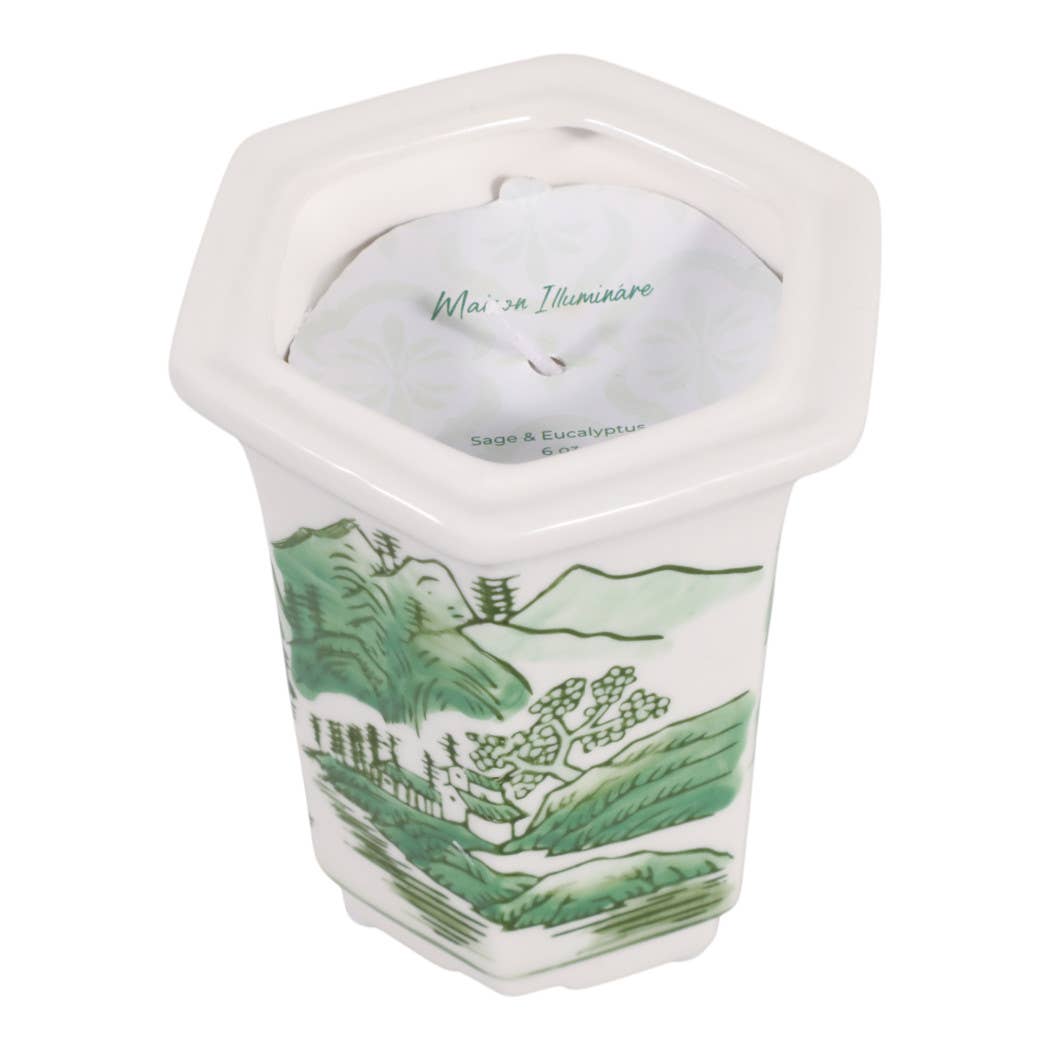 Scented Candle - Sage & Eucalyptus Soy Wax Green Ceramic,6Oz