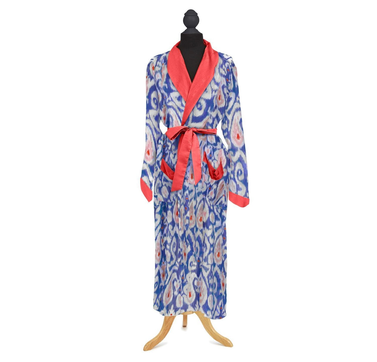 Ikat Print Blue Robe One Size Fits Most