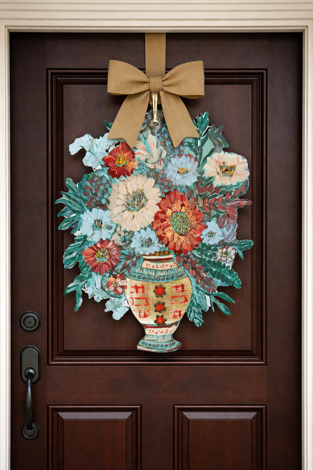 LARGE Designer Chinois Florals in Ginger Jar Door Hanger