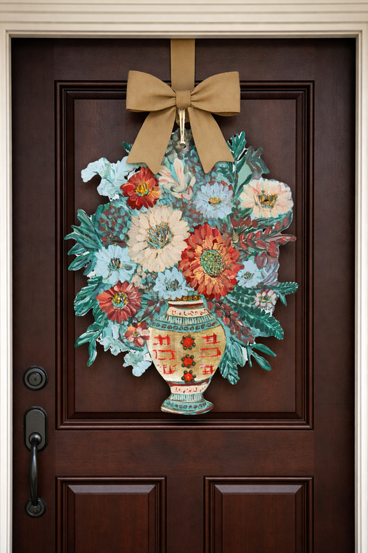 LARGE Designer Chinois Florals in Ginger Jar Door Hanger