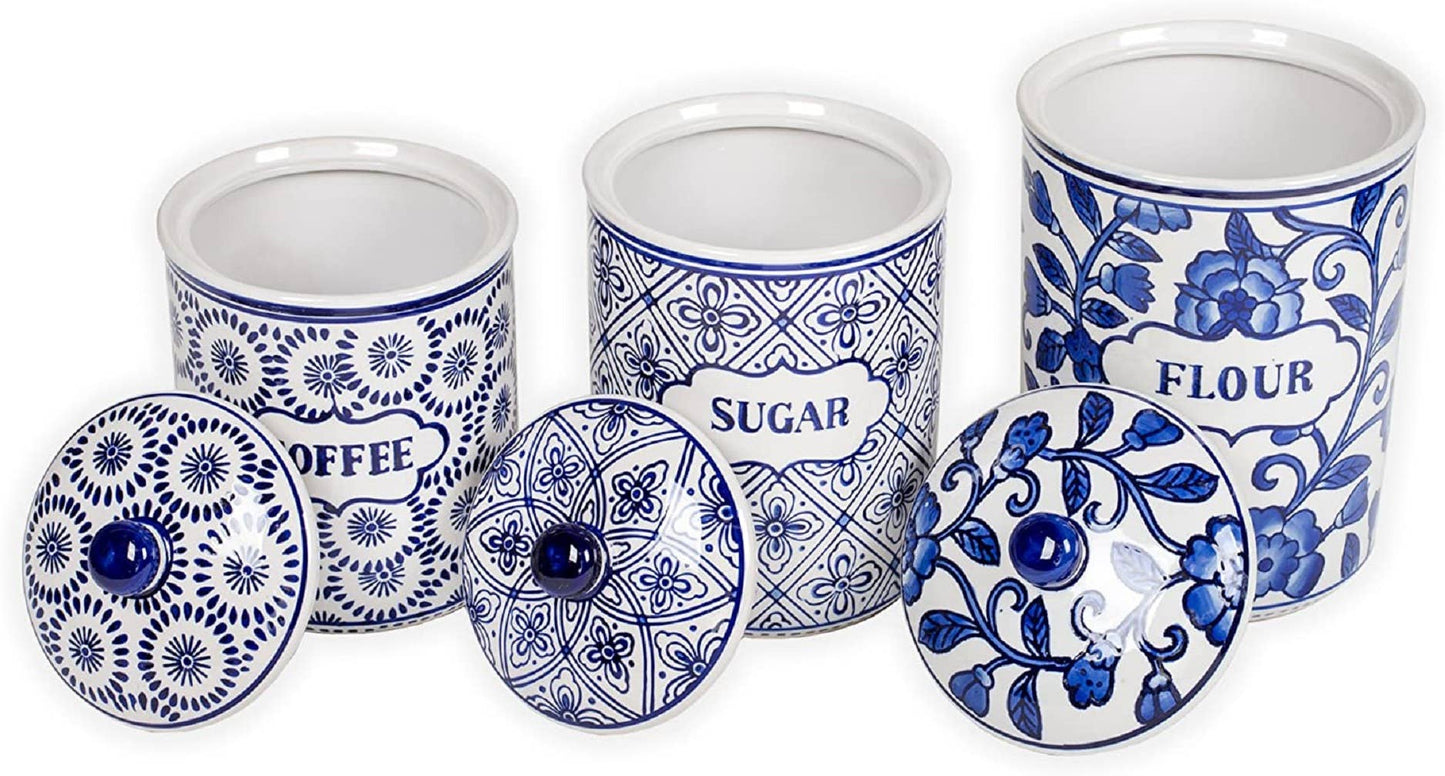 Blue and White Canister Set