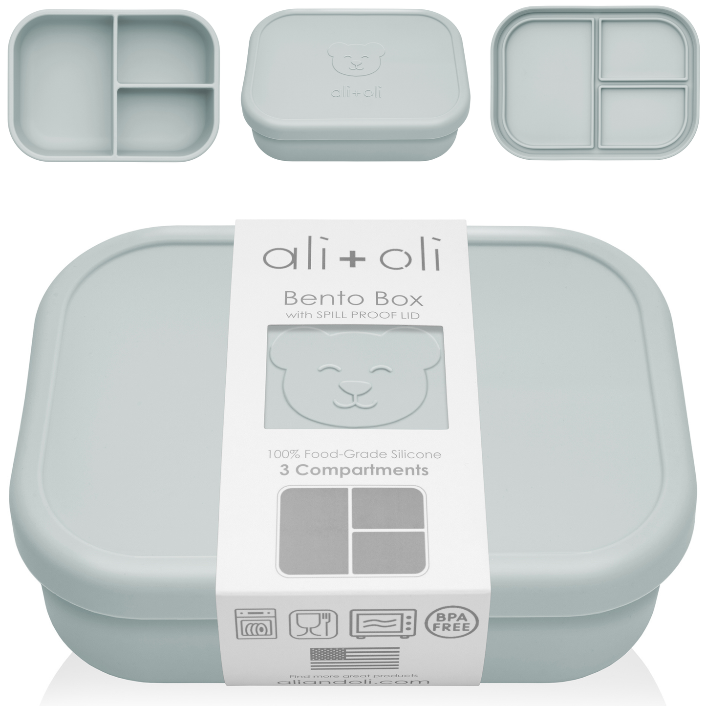 Ali+Oli Leakproof Silicone Bento Box (Blue) Back to School