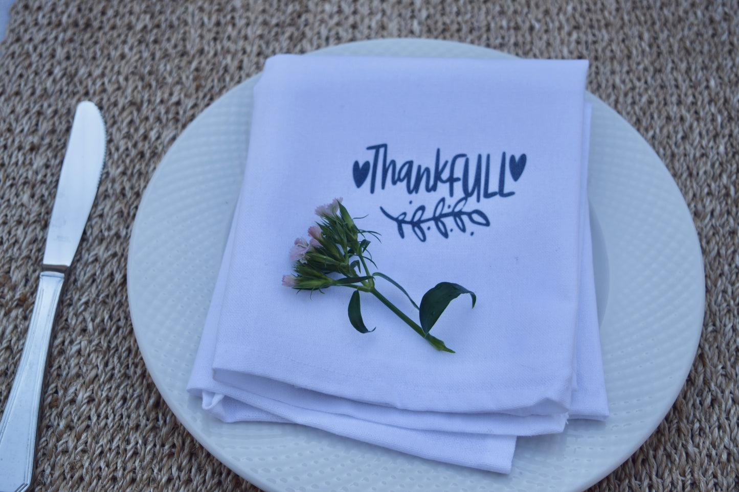 Thanksgiving White Flour Sack Towels/Napkins