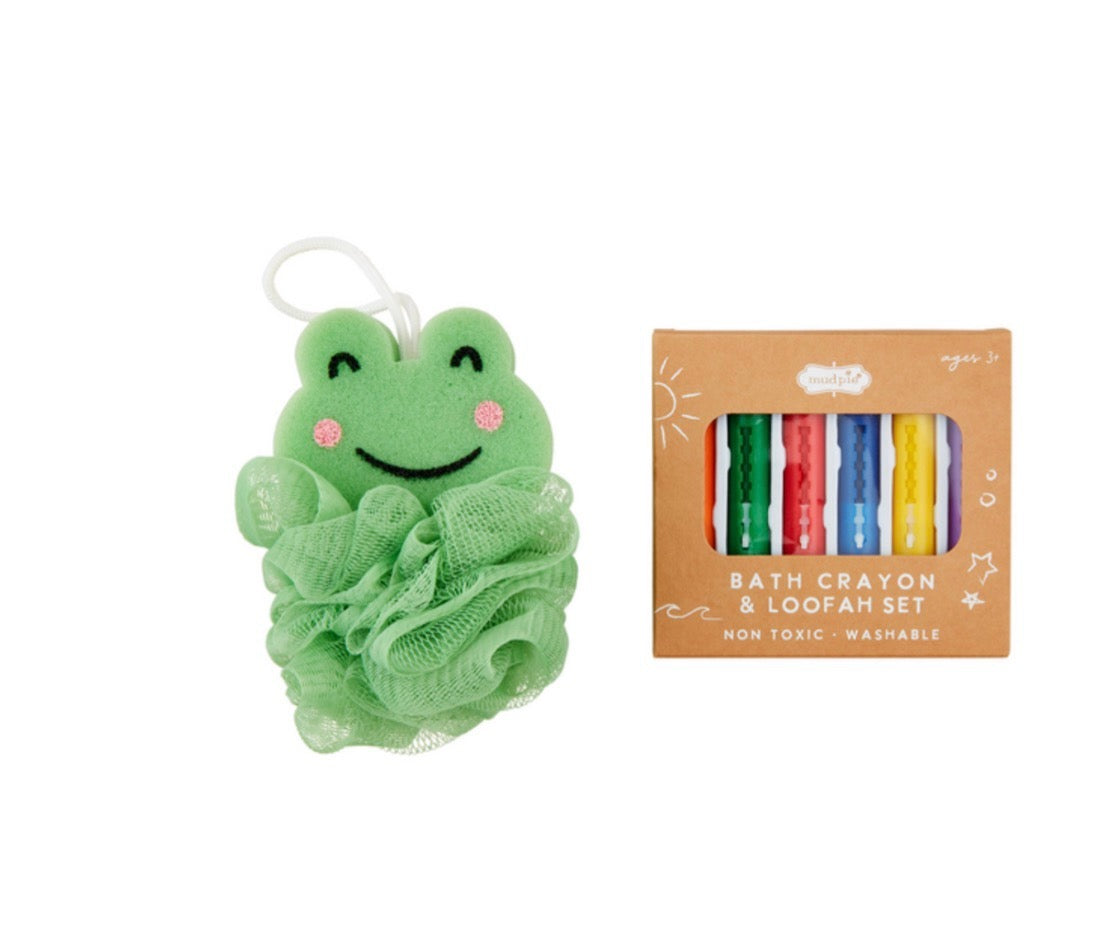 Loofah with Bath Crayons 2 Color Options