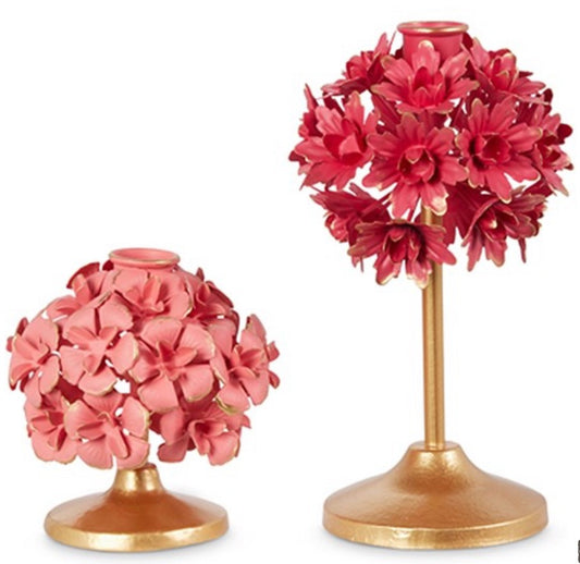 Pink Floral Candle Holders