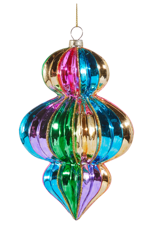 6.25" Multicolor Stripe Finial Ornament