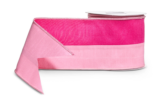4" X 10 Yds Pink Two Tone Wired Ribbon